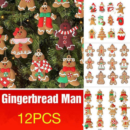 12X Gingerbread Man Xmas Tree Ornament Gift Party Hanging Pendants Window Decor - Aimall