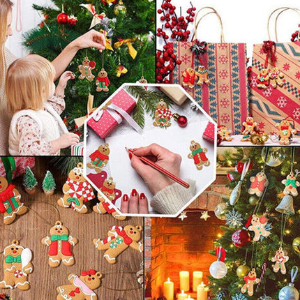 12X Gingerbread Man Xmas Tree Ornament Gift Party Hanging Pendants Window Decor - Aimall