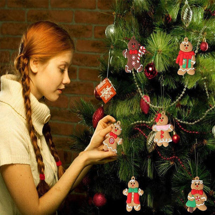 12X Gingerbread Man Xmas Tree Ornament Gift Party Hanging Pendants Window Decor - Aimall