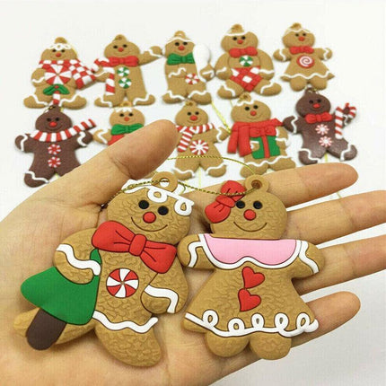12X Gingerbread Man Xmas Tree Ornament Gift Party Hanging Pendants Window Decor - Aimall