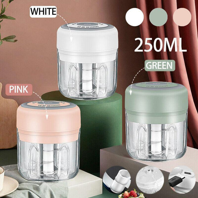 250ML USB Rechargeable Mini Food Garlic Grinder Electric Garlic Chopper Cordless - Aimall