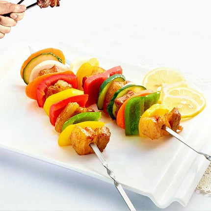 Stainless Steel Barbecue Metal Skewers Flat Needle BBQ Tools Kebab Stick 30CM AU - Aimall