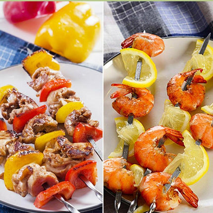 Stainless Steel Barbecue Metal Skewers Flat Needle BBQ Tools Kebab Stick 30CM AU - Aimall