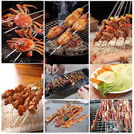 Stainless Steel Barbecue Metal Skewers Flat Needle BBQ Tools Kebab Stick 30CM AU - Aimall