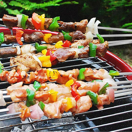 Stainless Steel Barbecue Metal Skewers Flat Needle BBQ Tools Kebab Stick 30CM AU - Aimall