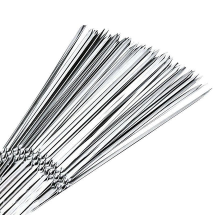 Stainless Steel Barbecue Metal Skewers Flat Needle BBQ Tools Kebab Stick 30CM AU - Aimall