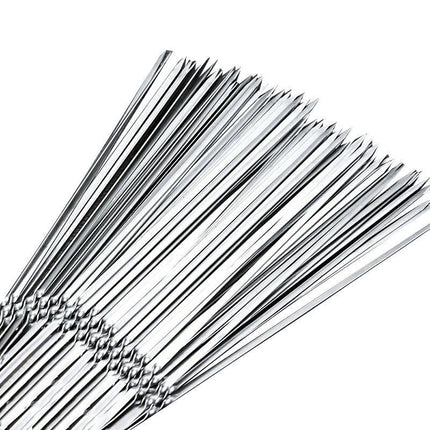 Stainless Steel Barbecue Metal Skewers Flat Needle BBQ Tools Kebab Stick 30CM AU - Aimall