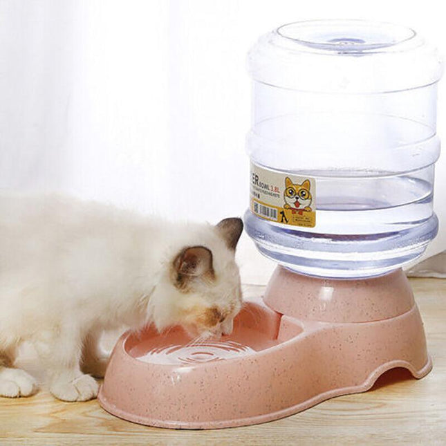Automatic 3.8L Water Feeder Food Pet Dog Cat Puppy Dispenser Feeder Bowl Bottle - Aimall