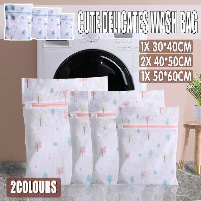 4PCS Cute Delicates Wash Bag Laundry Lingerie Bra Washing Pack Set Clothes Case - Aimall