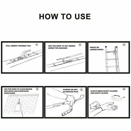 New Gutter Roof Cleaning Tool Hook Shovel Scoop Leaves Dirt Remove Home Cleaner - Aimall