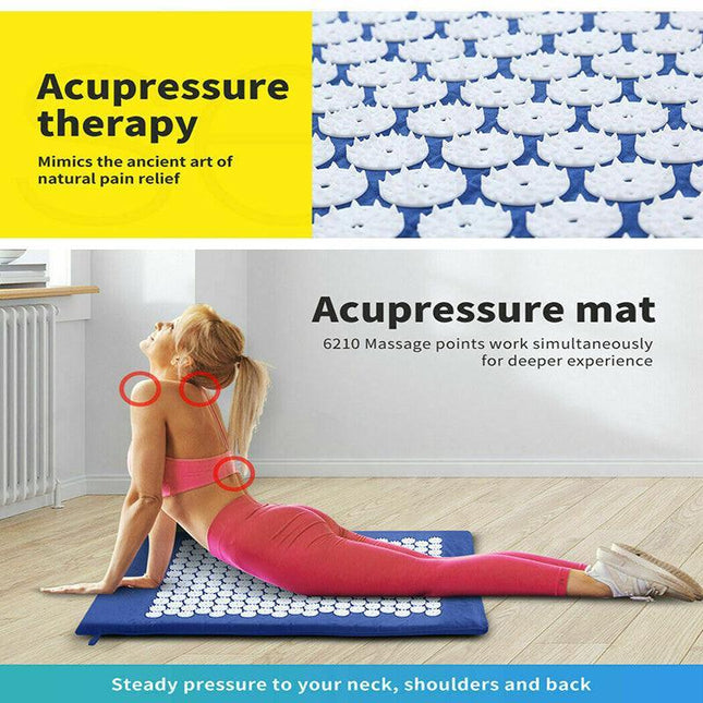 Acupressure Mat Yoga Massage Shakti Sit Lying Mats Pillow Pain Stress Pain Relax - Aimall
