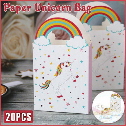 20PCS Paper Unicorn Bag Treat Gift Loot Bag Candy Box Kids Birthday Party Favour - Aimall