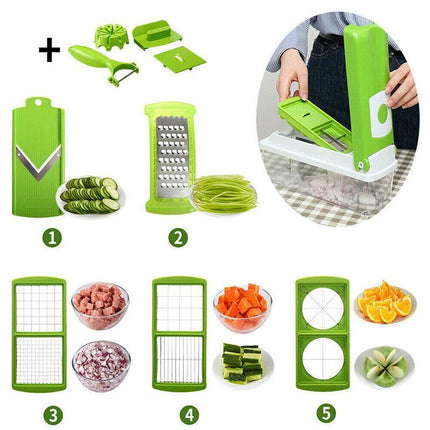 12IN1 A Food Slicer Dicer Nicer Container Chopper Peeler Vegetable Fruit Cutter - Aimall