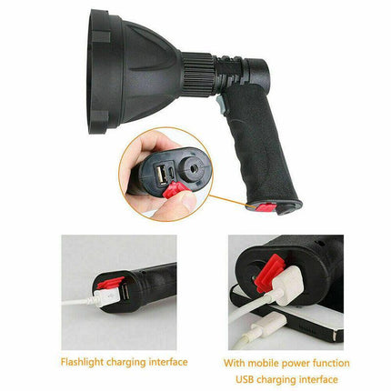 LED Handheld Spotlight Rechargeable Hunting Camping Flashlight Spot Light Torch - Aimall
