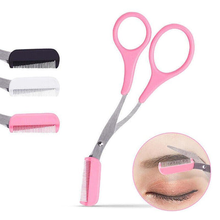 Stainless Steel Eyebrow Hair scissors Comb Makeup Trimmer Tweezers Tool New AU - Aimall