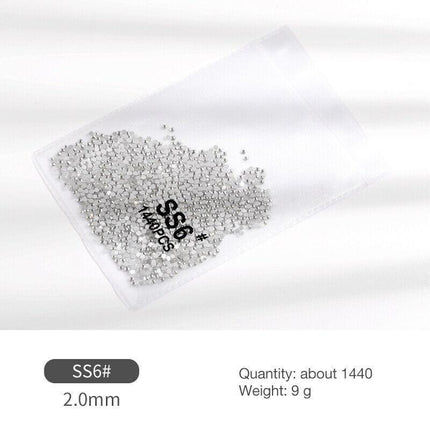 1440PCS Glitter Rhinestones Crystal Flat Clear Bottom Glass Nail Art Nail Drill - Aimall