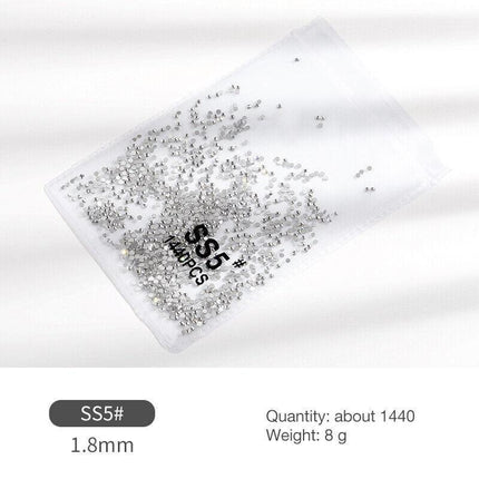 1440PCS Glitter Rhinestones Crystal Flat Clear Bottom Glass Nail Art Nail Drill - Aimall