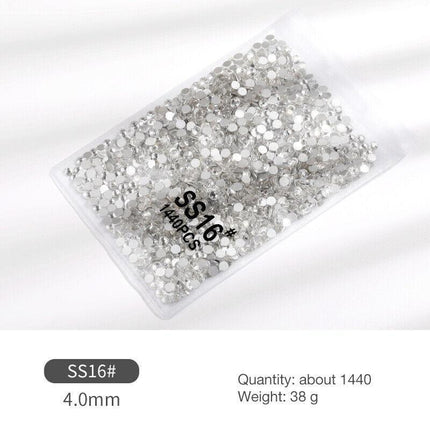 1440PCS Glitter Rhinestones Crystal Flat Clear Bottom Glass Nail Art Nail Drill - Aimall