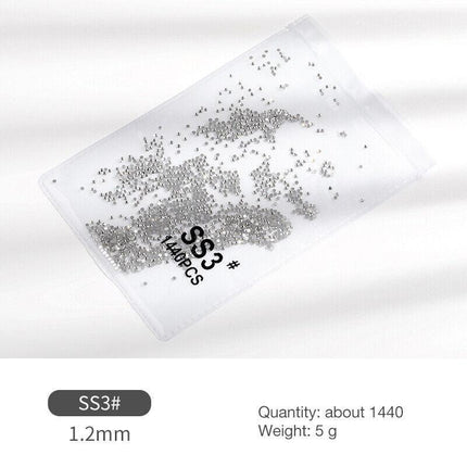 1440PCS Glitter Rhinestones Crystal Flat Clear Bottom Glass Nail Art Nail Drill - Aimall