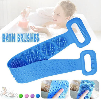 Silicone Back Scrubber Soft Loofa Bath Strap Scrub Belt Body Exfoliating Massage - Aimall