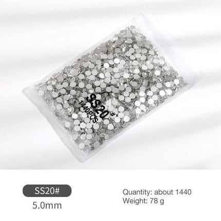 1440PCS Glitter Rhinestones Crystal Flat Clear Bottom Glass Nail Art Nail Drill - Aimall
