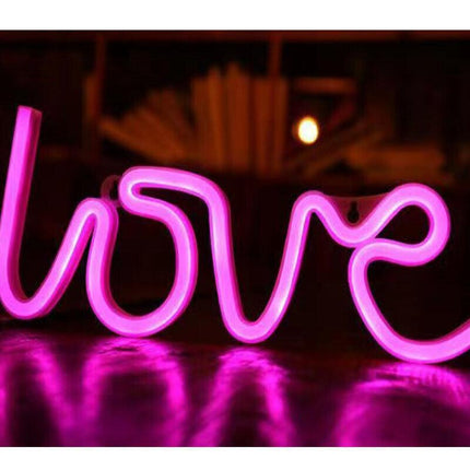 LED Neon Sign Lamp USB/Battery Power Home Wedding Decor Love Rainbow Night Light - Aimall