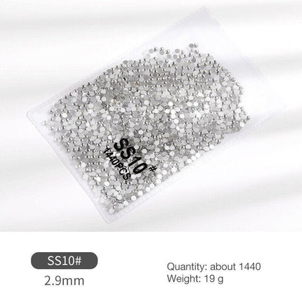 1440PCS Glitter Rhinestones Crystal Flat Clear Bottom Glass Nail Art Nail Drill - Aimall
