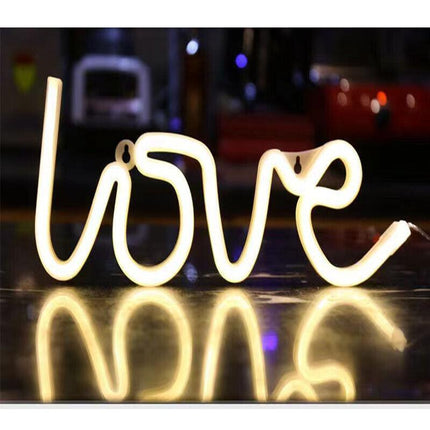 LED Neon Sign Lamp USB/Battery Power Home Wedding Decor Love Rainbow Night Light - Aimall