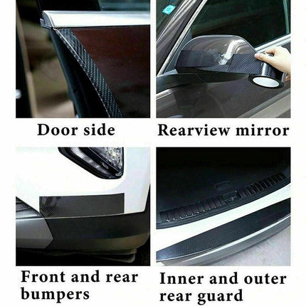 CarDoor Sill Protector Strip Carbon Fiber Bumper Sticker Rubber Trim Edge 5CM*3M - Aimall