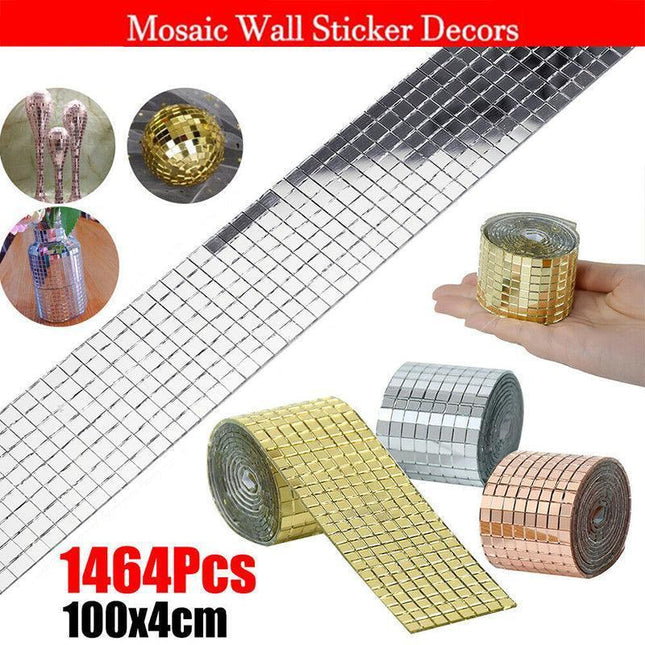 DIY Mini Mosaic Tiles Self-Adhesive Square Mirror Glass Wall Sticker Decors AU - Aimall