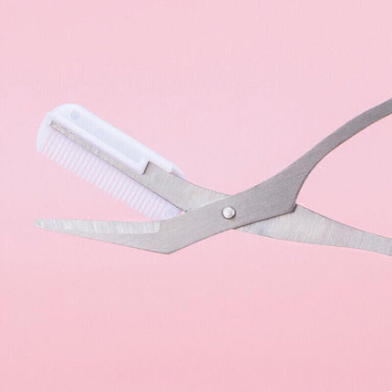 Stainless Steel Eyebrow Hair scissors Comb Makeup Trimmer Tweezers Tool New AU - Aimall