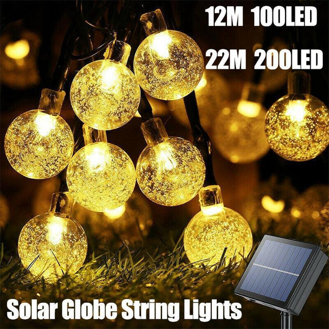 100/200LED Solar Globe String Lights Fairy Outdoor Festoon Party Decor Lamp - Aimall