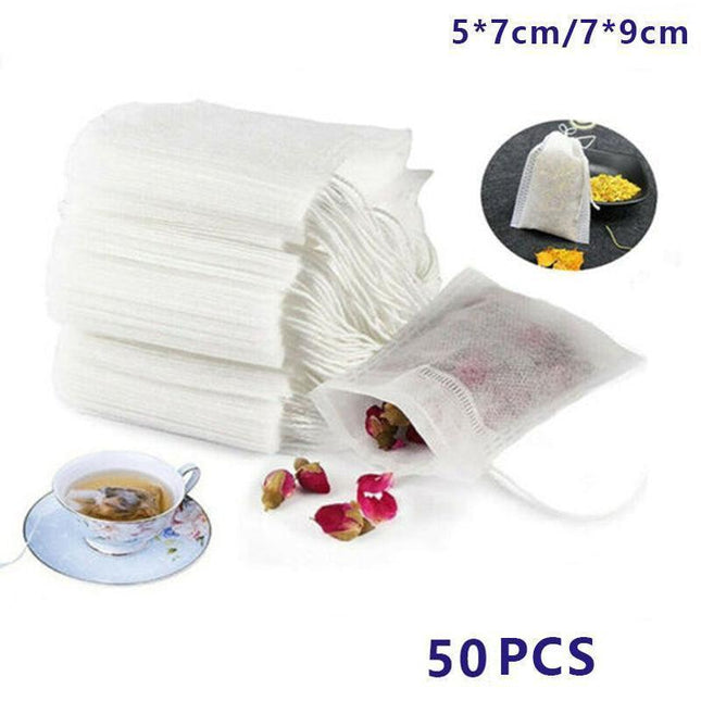 50x Reusable 100% Cotton Muslin Filter Bags Spices Herbs Tea Soup Drawstring AU - Aimall
