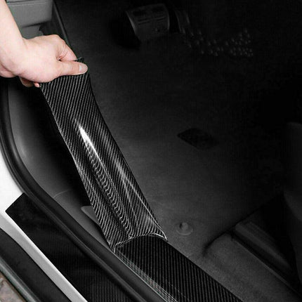 CarDoor Sill Protector Strip Carbon Fiber Bumper Sticker Rubber Trim Edge 5CM*3M - Aimall
