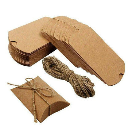 50pcs Xmas Candy Gift Box Bag Pillow Favor Kraft Paper Favour Gift Wedding Party - Aimall