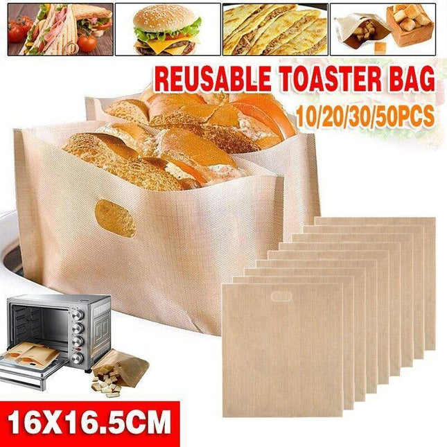 10-50PCS Reusable Toaster Bag Gluten Free Bread Bag Sandwich Toasting Brown Bags - Aimall