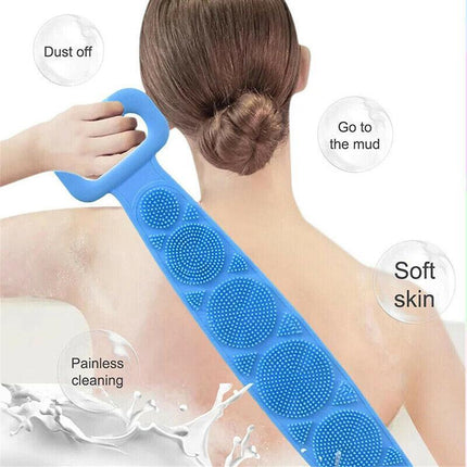Silicone Back Scrubber Soft Loofa Bath Strap Scrub Belt Body Exfoliating Massage - Aimall