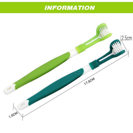 Dog Toothbrush Multi-angle Three Sided Pet Cat Mouth Oral Care Teeth Cleaning AU - Aimall