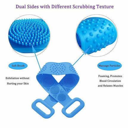 Silicone Back Scrubber Soft Loofa Bath Strap Scrub Belt Body Exfoliating Massage - Aimall