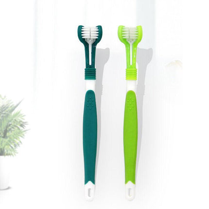 Dog Toothbrush Multi-angle Three Sided Pet Cat Mouth Oral Care Teeth Cleaning AU - Aimall