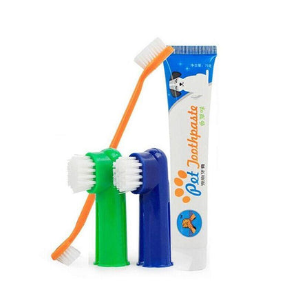 1PC Pet Dog Cleaning Toothpaste+Toothbrush+ Back Up Brush Set Vanilla Flavour AU - Aimall