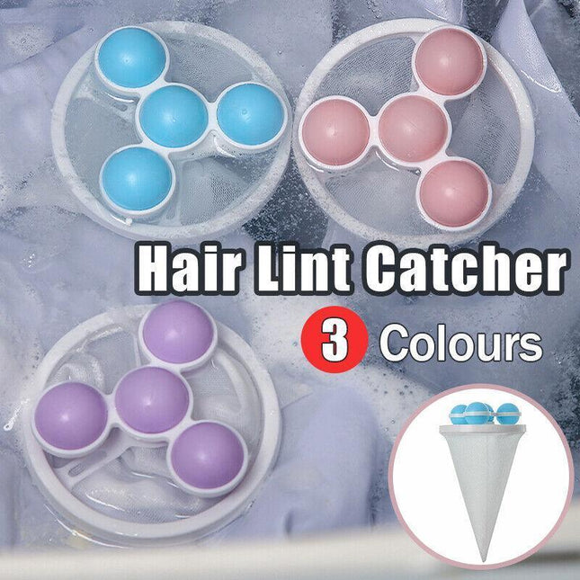 2 PCS Reusable Hair Lint Catcher Removal Net Bag Wash Machine Float Filter - Aimall
