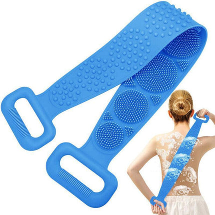 Silicone Back Scrubber Soft Loofa Bath Strap Scrub Belt Body Exfoliating Massage - Aimall