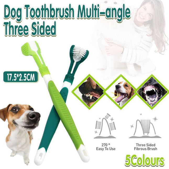 Dog Toothbrush Multi-angle Three Sided Pet Cat Mouth Oral Care Teeth Cleaning AU - Aimall