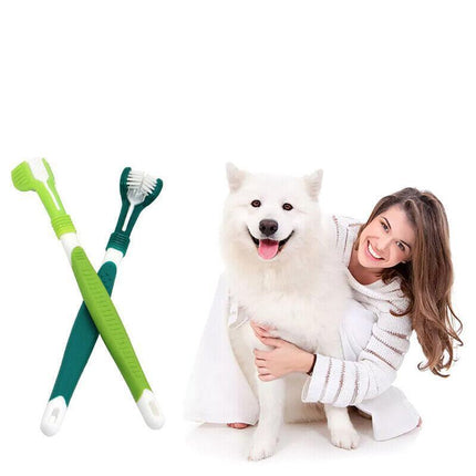 Dog Toothbrush Multi-angle Three Sided Pet Cat Mouth Oral Care Teeth Cleaning AU - Aimall