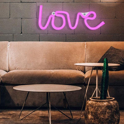 LED Neon Sign Lamp USB/Battery Power Home Wedding Decor Love Rainbow Night Light - Aimall