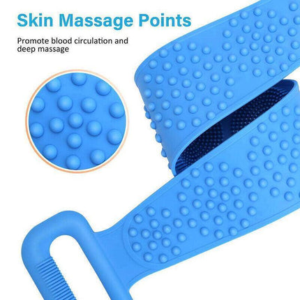 Silicone Back Scrubber Soft Loofa Bath Strap Scrub Belt Body Exfoliating Massage - Aimall