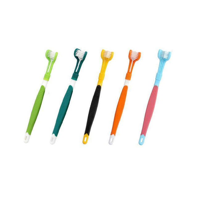 Dog Toothbrush Multi-angle Three Sided Pet Cat Mouth Oral Care Teeth Cleaning AU - Aimall