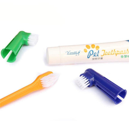 1PC Pet Dog Cleaning Toothpaste+Toothbrush+ Back Up Brush Set Vanilla Flavour AU - Aimall