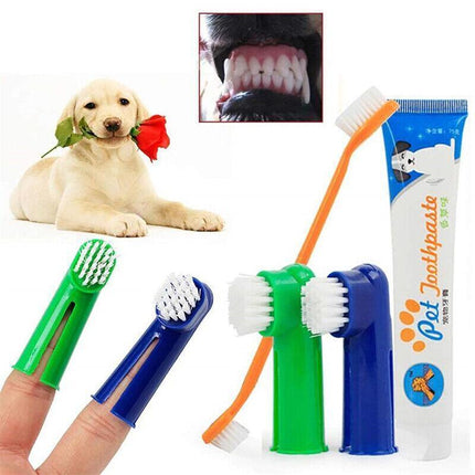 1PC Pet Dog Cleaning Toothpaste+Toothbrush+ Back Up Brush Set Vanilla Flavour AU - Aimall